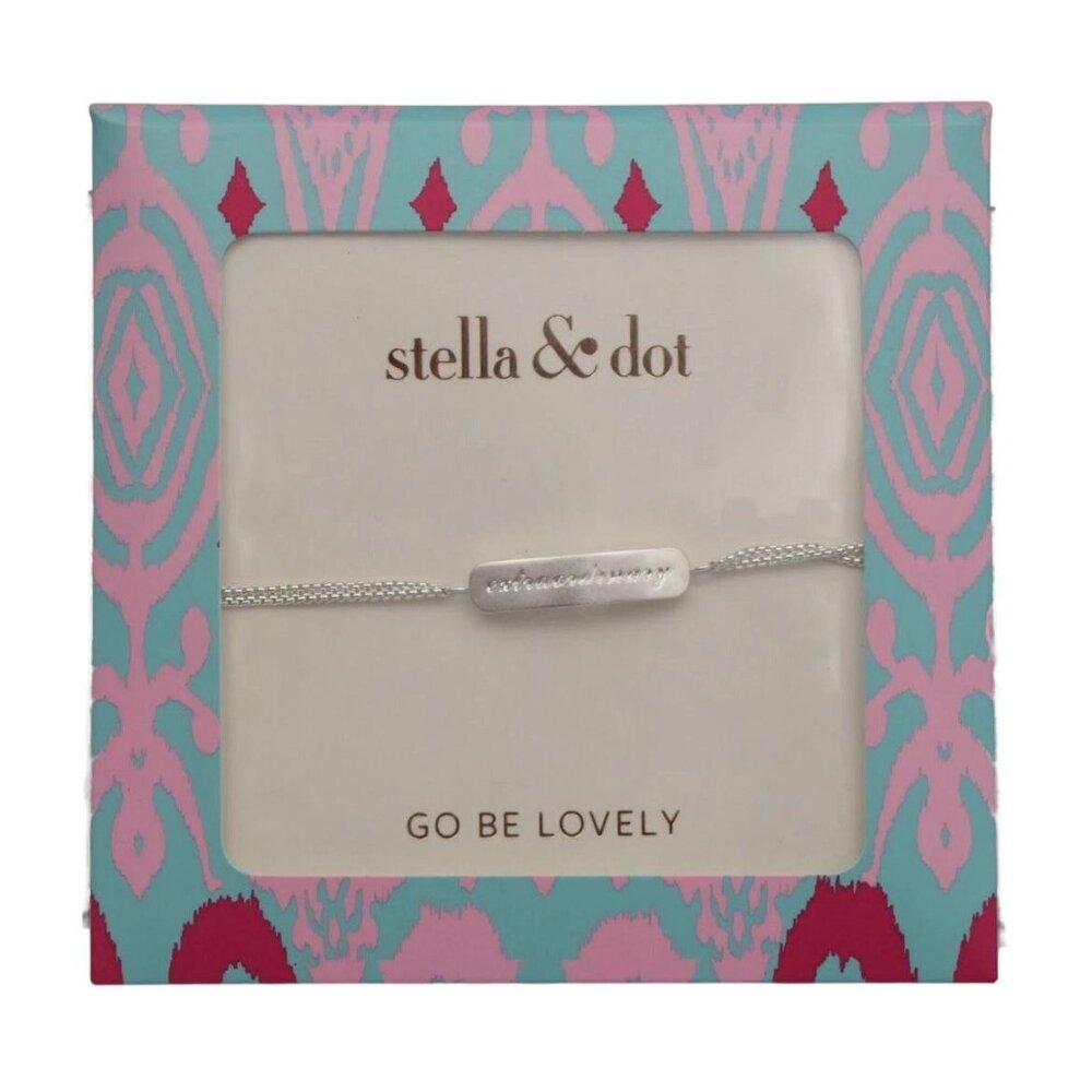 Stella & Dot Extraordinary Silver Bar Bracelet Engraved New in Box